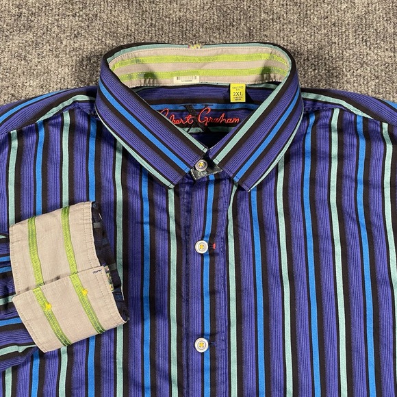 Robert Graham Other - Robert Graham X Vertical Stripe Long Sleeve Fip Cuff Shirt Mens 2XL Tailored Fit